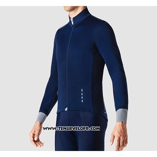 2019 Maillot Ciclismo La Passione Bleu Gris Manches Longues et Cuissard
